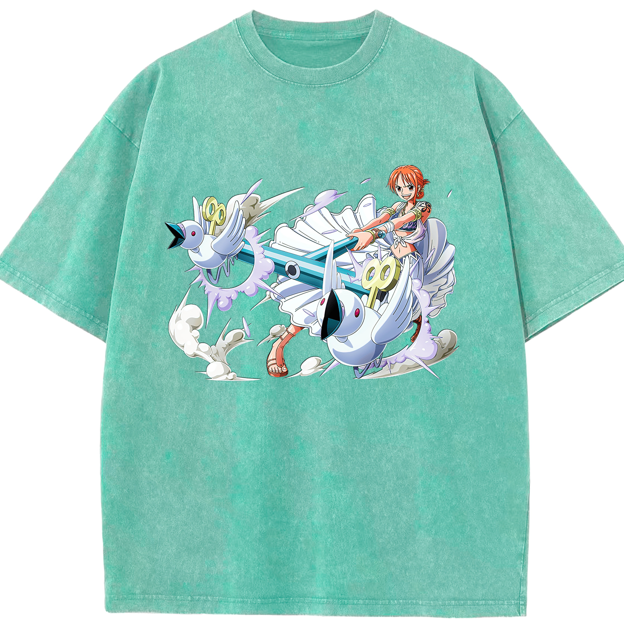 （画像用） ワンピース ナミ ONE PIECE Nami 綿100% ヴィンテージ風 半袖Tシャツ（フロントプリント）